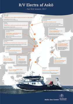 Map describing the research vessel's different expeditions and sampling sites during 2017