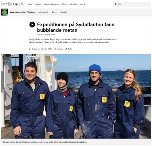 Klippt från vetenskapsradion på djupet, 4 st forskare på en skepp tittar mot kamera