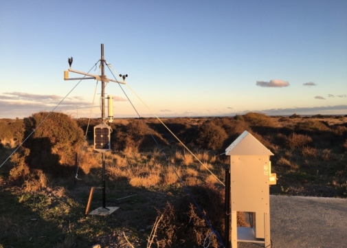 measuring station/machine in a desert-like environment
